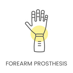 Prosthetic arm vector line icon