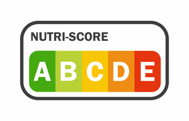 Nutri-score icons set. Isolatad Nutriscore stickers for packaging on white background. Food rating system signs : A, B, C, D, E. Vector illustration.