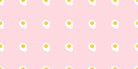 Cartoon fried egg seamless pattern. Vector illustration