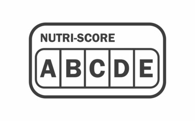 Nutri-score icons set. Isolatad Nutriscore stickers for packaging on white background. Food rating system signs : A, B, C, D, E. Vector illustration.