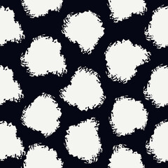 Freehand spots seamless pattern. Animal skin handdrawn print. Wildlife, natural camouflage background. Paint brush texture