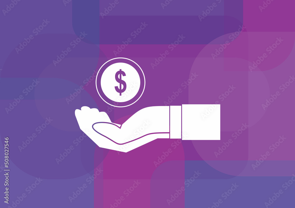 Wall mural money in hand. flat design style