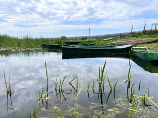 Boats on the river. Landscape photography