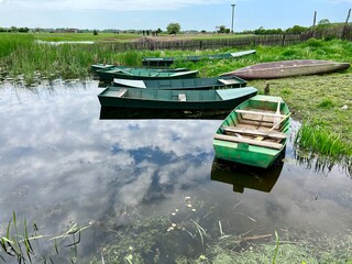 Boats on the river. Landscape photography