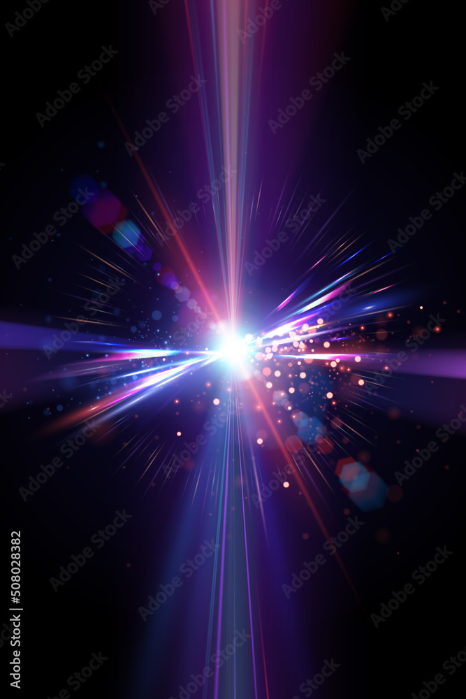 Wall mural abstract light flash effect with rays and sparks