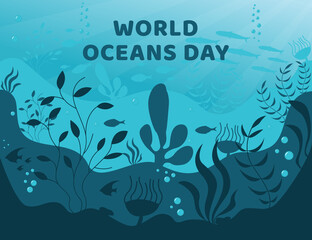 world oceans day background flat design