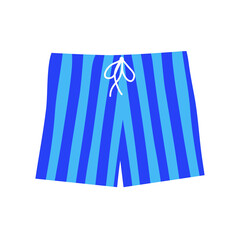 Blue striped underpants for men and women. Male female underwear. Classic shorts. Clothing, fashion and beauty. Flat vector illustration isolated on white background