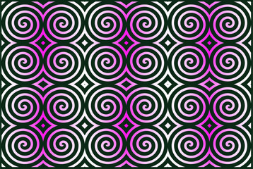abstract vector geometric background with spirals in pink gradient color