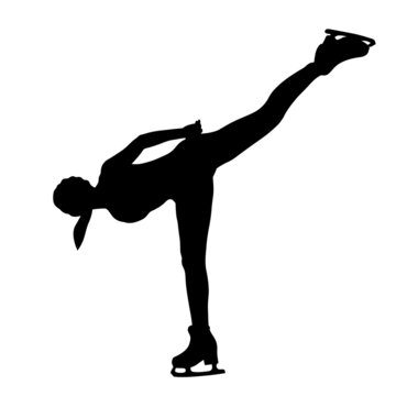 young female figure skater black silhouette