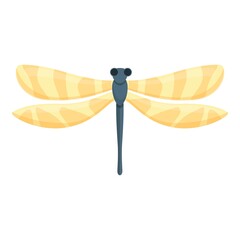 Yellow dragonfly icon cartoon vector. Insect wing. Flying spring