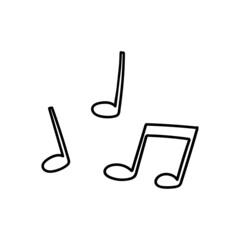 Hand drawn black doodle music notes.
