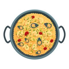Paella cuisine icon cartoon vector. Spanish food. Restaurant menu