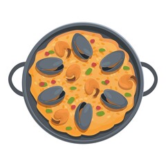 Paella lunch icon cartoon vector. Spanish cuisine. Pan menu