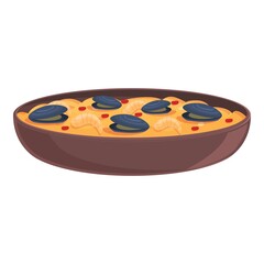 Paella meat icon cartoon vector. Spanish food. Seafood cuisine