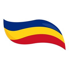 Romanian ribbon icon cartoon vector. Romanian flag. National city