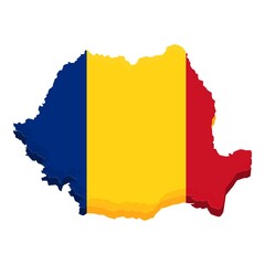 Romania landmark icon cartoon vector. Romanian flag. Map travel