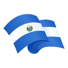 El Salvador ribbon icon cartoon vector. Flag day. Map republic - obrazy, fototapety, plakaty