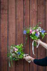 preparing flowers for the wedding celebration for the bride, mothers and witness