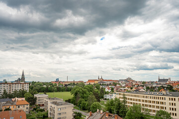 Panorama of the city of Olomouc in the Czech Republic from a bird's eye view