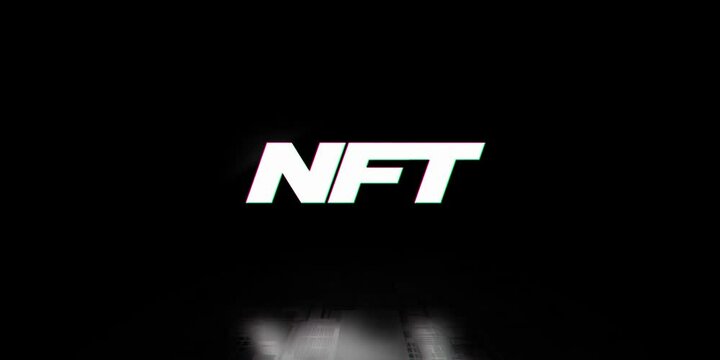 NFT glitch cyberpunk metaverse sign logo title animation non-fungible token motion graphic 2d