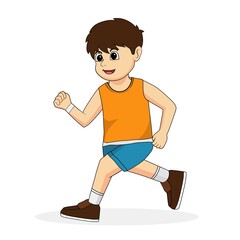 cartoon illustration young boy running