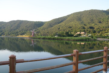 view of the lake and mountain
