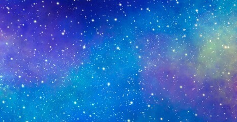 天の川 キラキラ輝く星空 宇宙 手書き背景素材 © AMONT