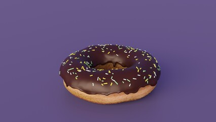 Chocolate glazed donut with sprinkles