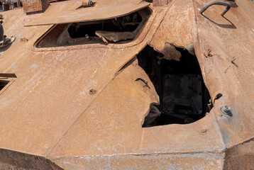 Destroyed armor of armored vehicles
