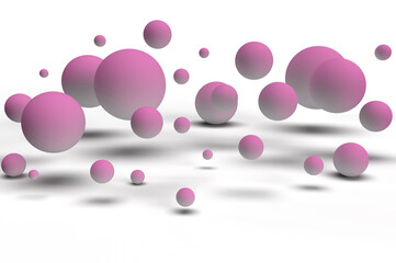 3d render. Pink bubbles on a white background. 