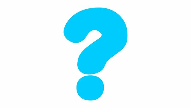 Animated funny blue symbol of question mark. Looped video. Vector illustration isolated on a white background.