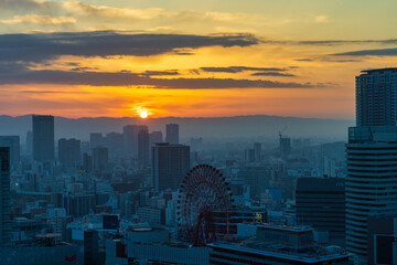 大阪夜景,インターコンチネンタルホテル大阪から眺める夜明け(大阪府大阪市北区大深町)