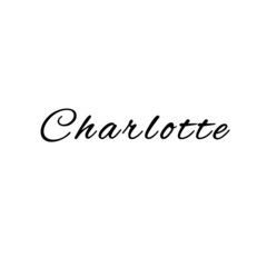 The female name is Charlotte. Background with the inscription - Charlotte. A postcard for Charlotte. Congratulations for Charlotte.
