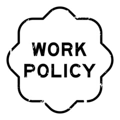 Grunge black work policy word rubber seal stamp on white ckground