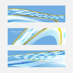 Set of luxury soft blue and gold banner design