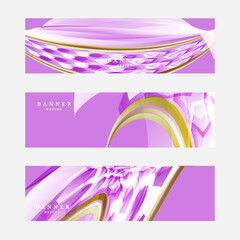 Set of luxury soft purple and gold banner design