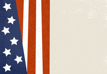 American flag design in a cut paper style with textures
