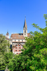 Stadt Baden, katholische Kirche, Stadtturm, Wehrturm, Altstadt, Altstadth&auml;user, Aargau, Sommer, Schweiz