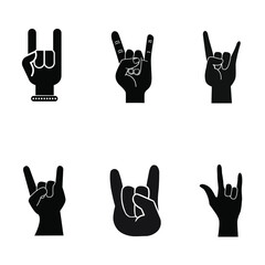 Rock Hand icon vector set. rock and roll illustration sign collection. rock concert symbol or logo.