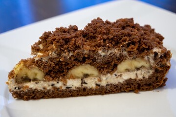 Banana cake with cottage cheese and chocolatte. Slovakia