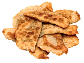 stack of fried chebureks isolated on white background