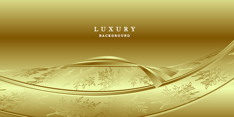 Luxury gold background with leaves design