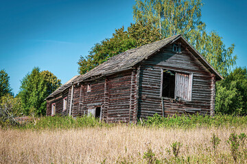 destroyed village house