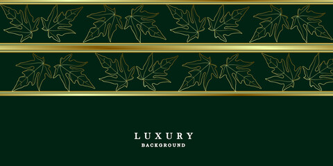 Naklejka premium Luxury green gold background with leaves