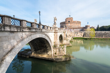 views of sant angelo castle in rome, italy