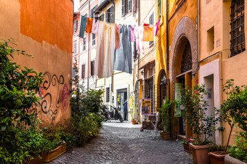 beautiful street of rome, italy - obrazy, fototapety, plakaty