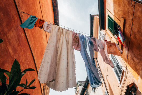 clothes drying on the clothesline