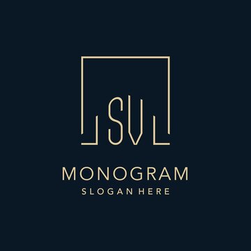 Initials SV logo square lines shape style, classy elegant logo design