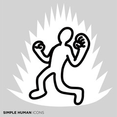 シンプルな人間のアイコンシリーズ　「力を爆発させる人」