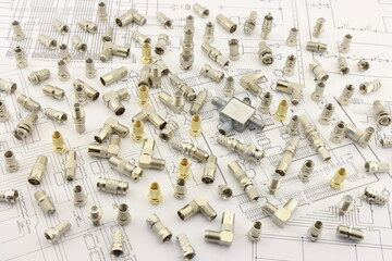 F-connectors for connecting coaxial wires in the electrical diagram.